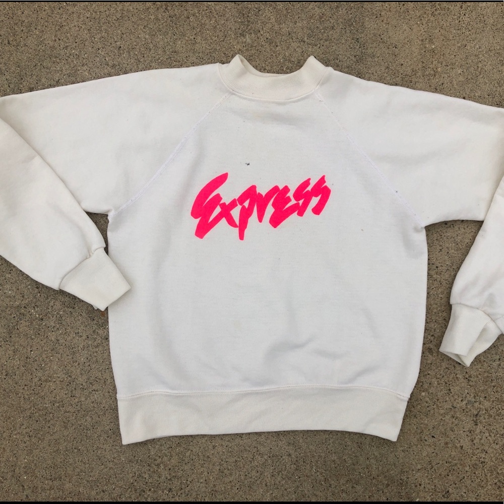 Vintage 90s sweater hot pink white size small